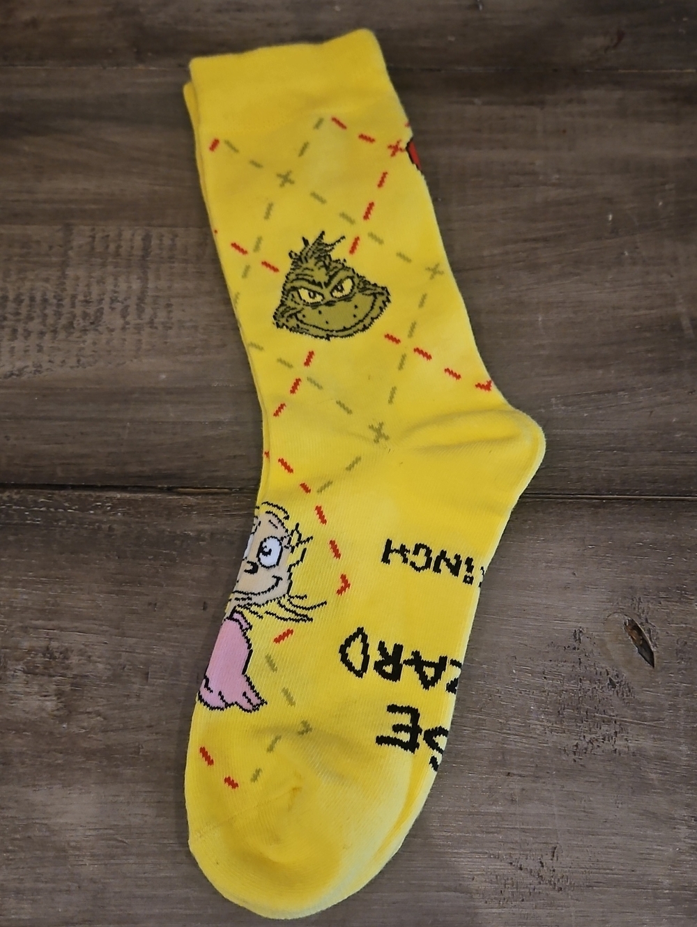 Yellow Grinch Adult Crew Socks NWOT